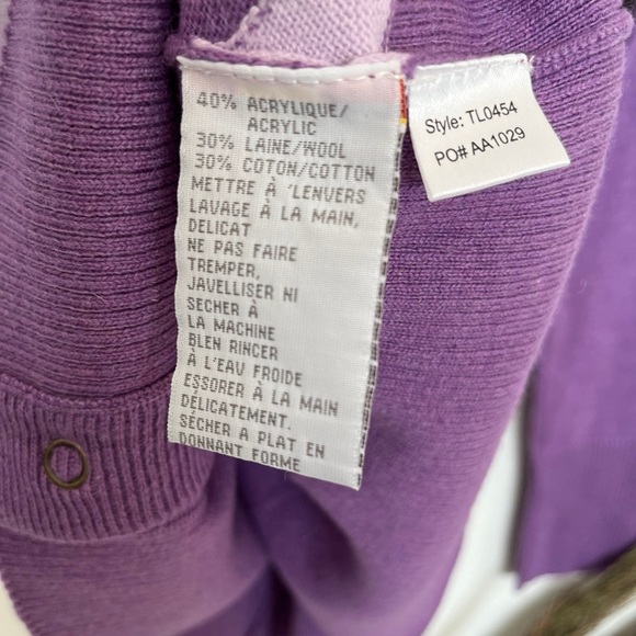 Purple Argyle Preppy Cardigan Sweater Size Medium - Picture 5 of 5